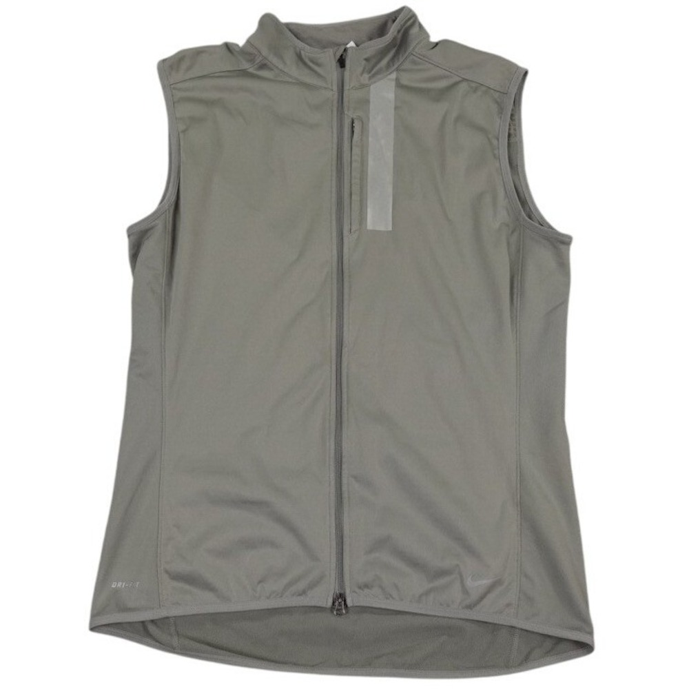 Nike Running Vest Men L Gray Element Dri-FIT Thermal Waffle Fleece Reflective